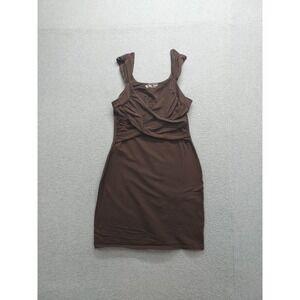 Bra Tops Women Dress M Chocolate Brown Draped Square Neck Sleeveless Logo Casual